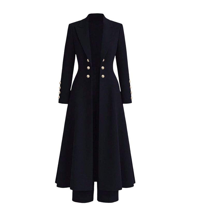 🛍️✨Elegantes herbstliches 2-Teiler-Outfit für Damen mit Retro-Langmantel und schlichter Hose