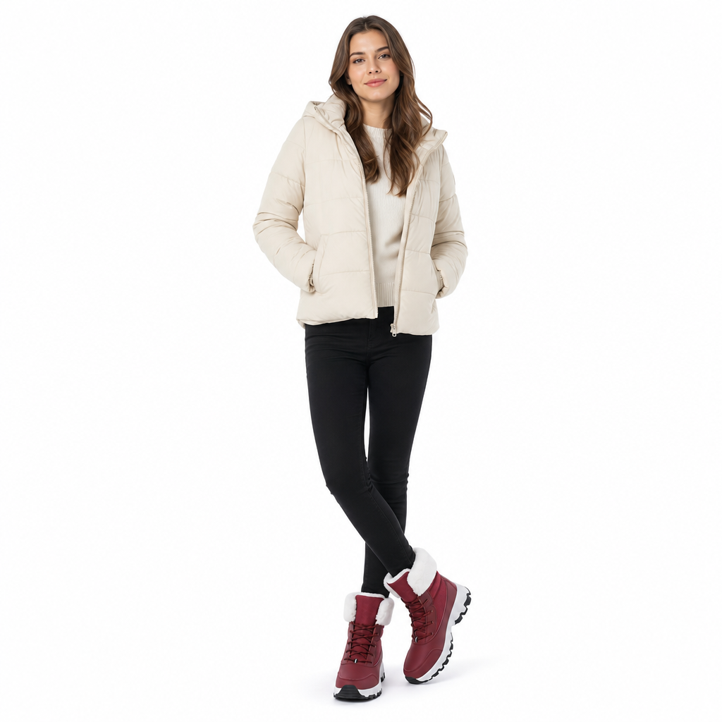 Damen Winter-Schneestiefel, verdickte Mittelschaft-Stiefel für Outdoor-Reisen, in Übergröße
