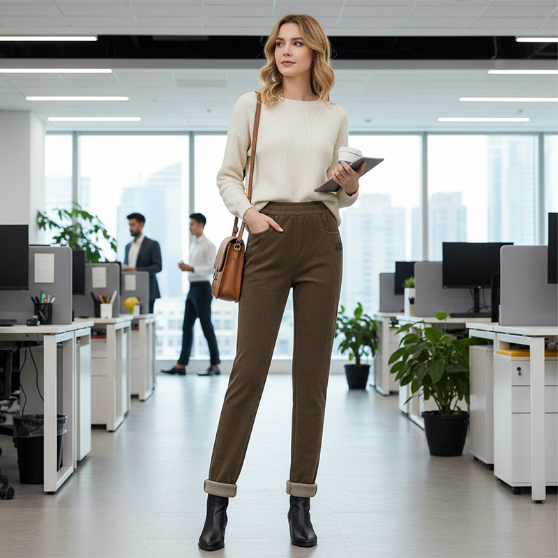 👖 ✨Schlankmachend & vielseitig, ideal für den Alltag – Damenhose mit Kunstfell-Futter, hochtailliert