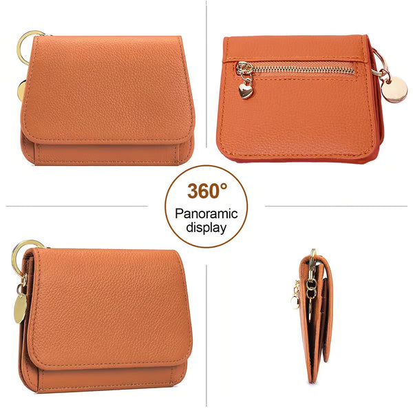 💖1 kaufen, 1 gratis!! ✨RFID-geschützte kurze Geldbörse für Damen, Mini-Kartenetui mit Schlüsselring, Münzfach und Ausweisfach👛