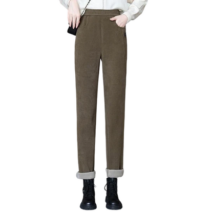 👖 ✨Schlankmachend & vielseitig, ideal für den Alltag – Damenhose mit Kunstfell-Futter, hochtailliert