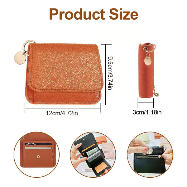 💖1 kaufen, 1 gratis!! ✨RFID-geschützte kurze Geldbörse für Damen, Mini-Kartenetui mit Schlüsselring, Münzfach und Ausweisfach👛