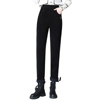 👖 ✨Schlankmachend & vielseitig, ideal für den Alltag – Damenhose mit Kunstfell-Futter, hochtailliert
