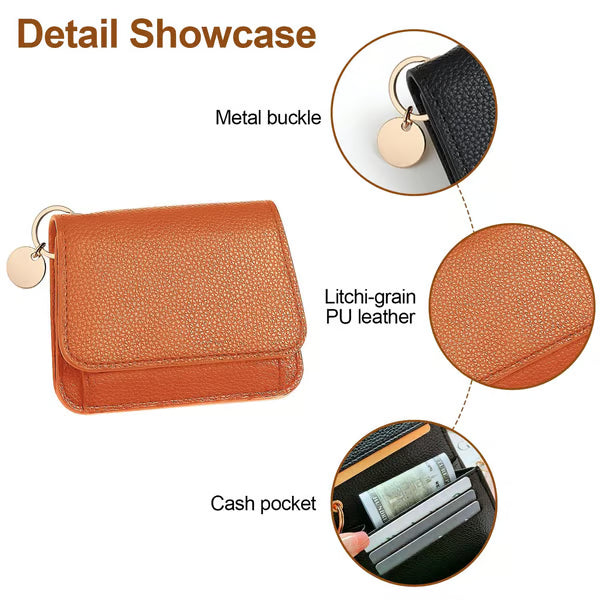 💖1 kaufen, 1 gratis!! ✨RFID-geschützte kurze Geldbörse für Damen, Mini-Kartenetui mit Schlüsselring, Münzfach und Ausweisfach👛