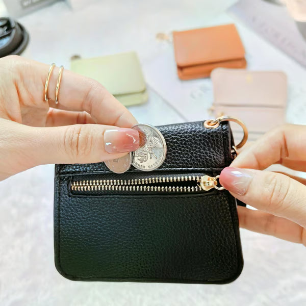 💖1 kaufen, 1 gratis!! ✨RFID-geschützte kurze Geldbörse für Damen, Mini-Kartenetui mit Schlüsselring, Münzfach und Ausweisfach👛