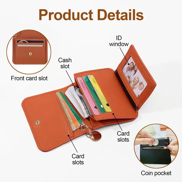 💖1 kaufen, 1 gratis!! ✨RFID-geschützte kurze Geldbörse für Damen, Mini-Kartenetui mit Schlüsselring, Münzfach und Ausweisfach👛