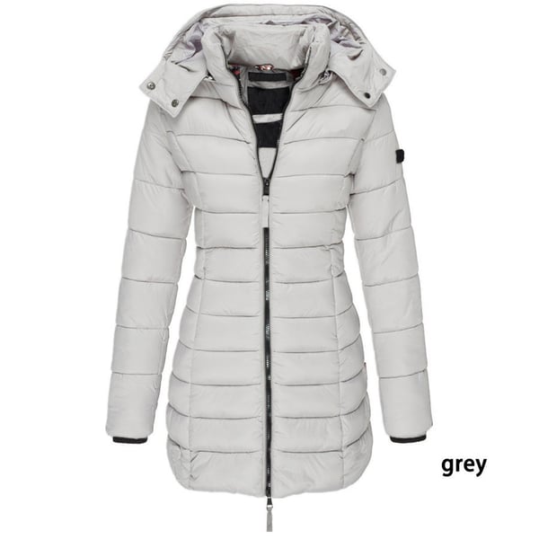 ✨ Mittellange wattierte Winterjacke für Damen – einfarbig & warme Kapuze