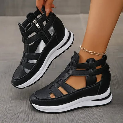 👡 Dámské Módní Prodyšné Sandály na Klínku se Zippem na Boku ✨