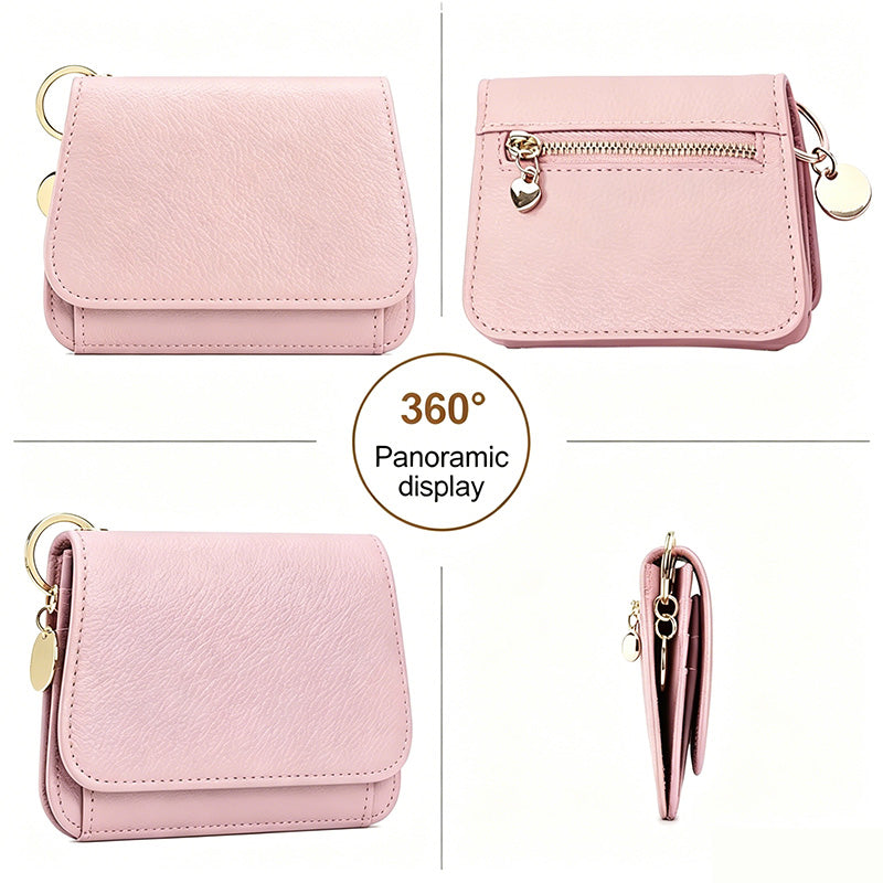 💖1 kaufen, 1 gratis!! ✨RFID-geschützte kurze Geldbörse für Damen, Mini-Kartenetui mit Schlüsselring, Münzfach und Ausweisfach👛