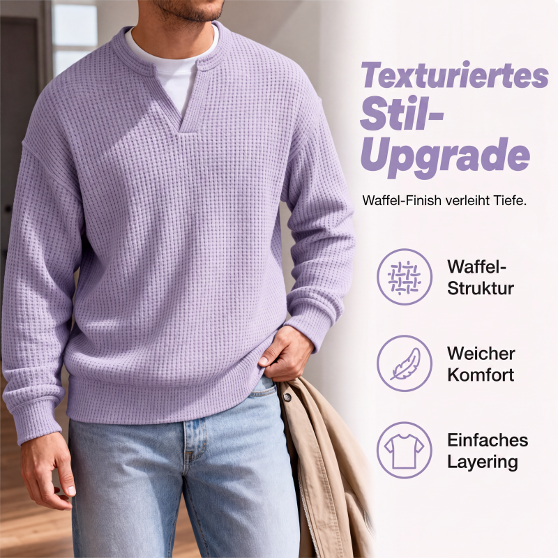 ✨ 50 % RABATT – Damen Waffel-T-Shirt im Layer-Look | Bequemer Alltagsstil mit eleganter Struktur 👚 3