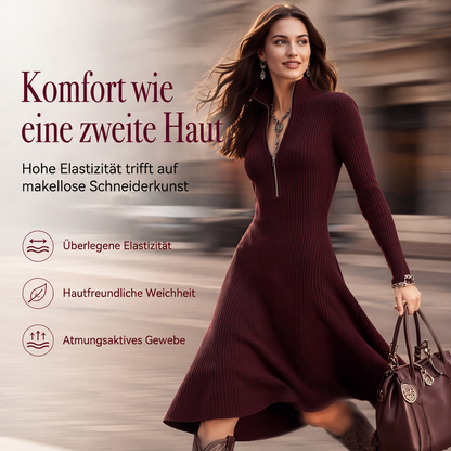👗  Figurbetonter Komfort & Eleganz – Geripptes Strickkleid