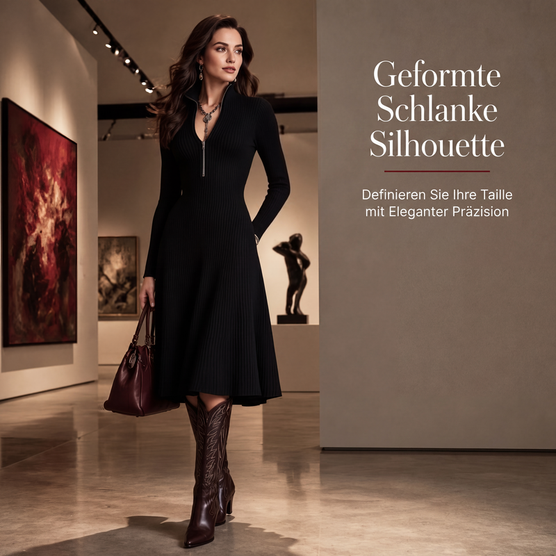 👗  Figurbetonter Komfort & Eleganz – Geripptes Strickkleid