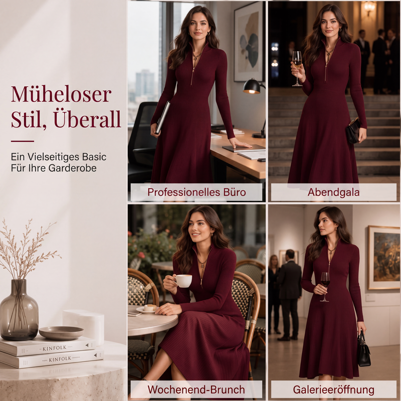 👗  Figurbetonter Komfort & Eleganz – Geripptes Strickkleid