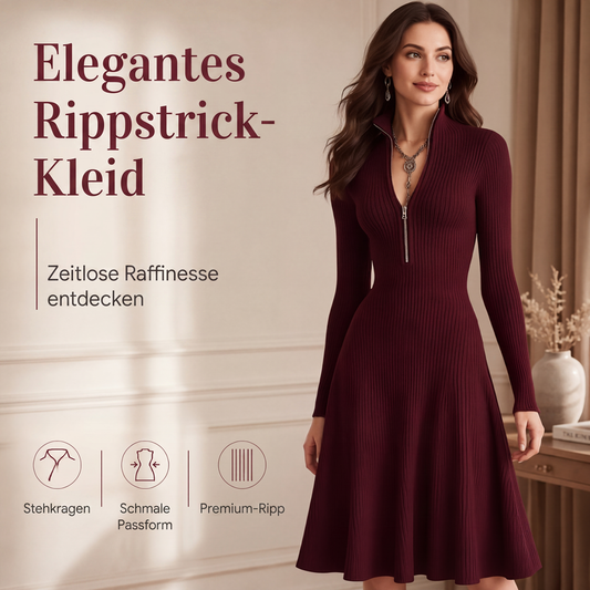 👗  Figurbetonter Komfort & Eleganz – Geripptes Strickkleid