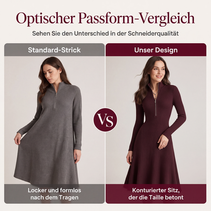 👗  Figurbetonter Komfort & Eleganz – Geripptes Strickkleid