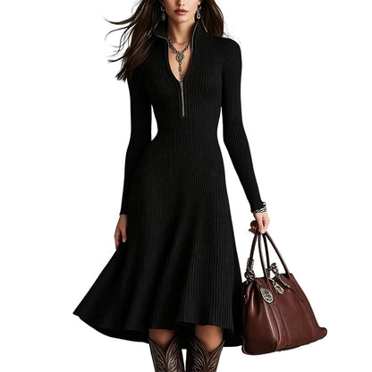 👗  Figurbetonter Komfort & Eleganz – Geripptes Strickkleid