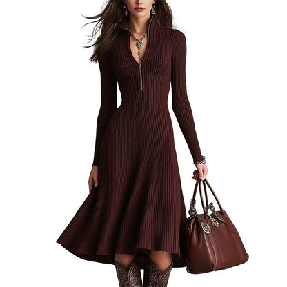 👗  Figurbetonter Komfort & Eleganz – Geripptes Strickkleid