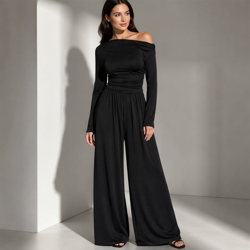 🛍️✨Damen-Schulterfreier Weitbein-Jumpsuit