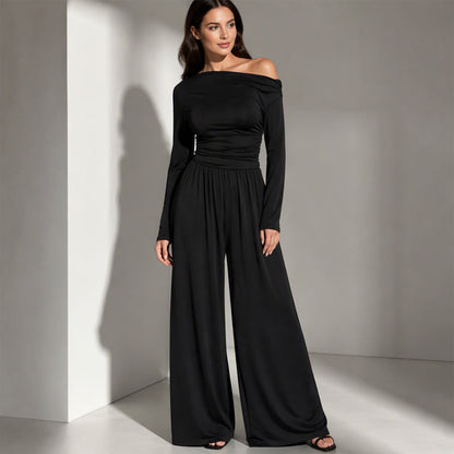 🛍️✨Damen-Schulterfreier Weitbein-Jumpsuit