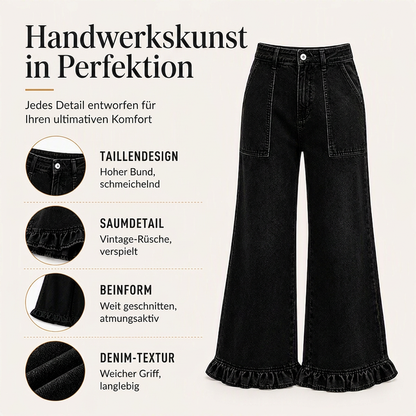 🎉✨Elegante Jeans mit geradem Bein und gerüschtem Saum für Damen