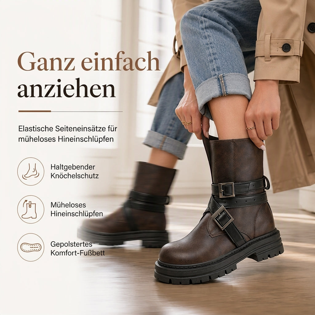 🍂 Komfort trifft Stil – Ihre neuen Lieblings-Boots für jeden Tag! ✨🔥 60% RABATT! 🥾 Damen-Stiefeletten – Rundkappe, Schnallenriemen & Plateau-Blockabsatz