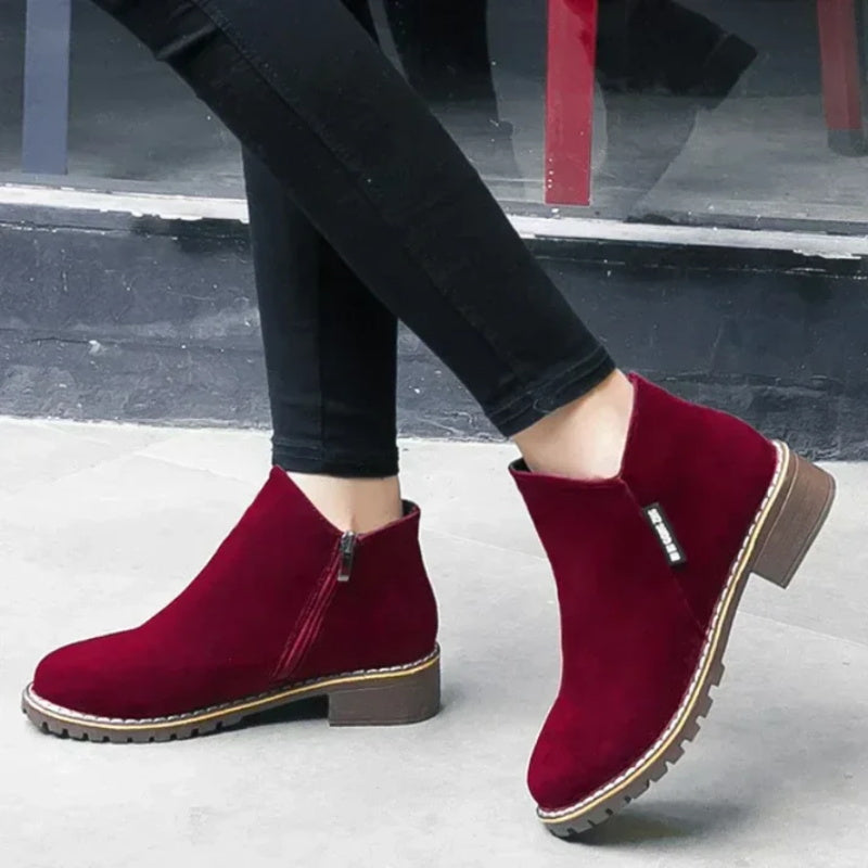 ⚡ Damen-Stiefeletten mit niedrigem Absatz und seitlichem Reißverschluss