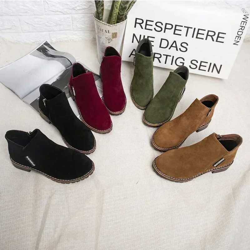 ⚡ Damen-Stiefeletten mit niedrigem Absatz und seitlichem Reißverschluss
