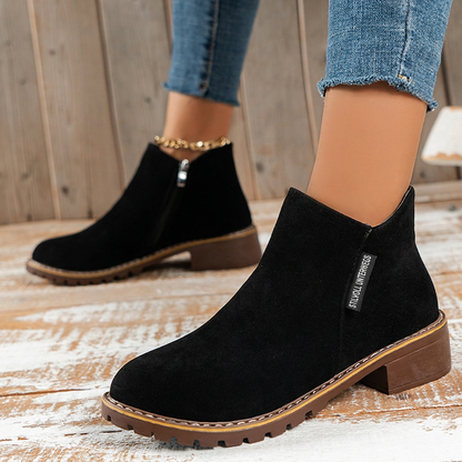 ⚡ Damen-Stiefeletten mit niedrigem Absatz und seitlichem Reißverschluss