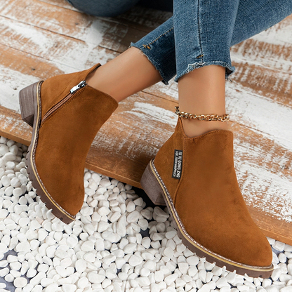 ⚡ Damen-Stiefeletten mit niedrigem Absatz und seitlichem Reißverschluss