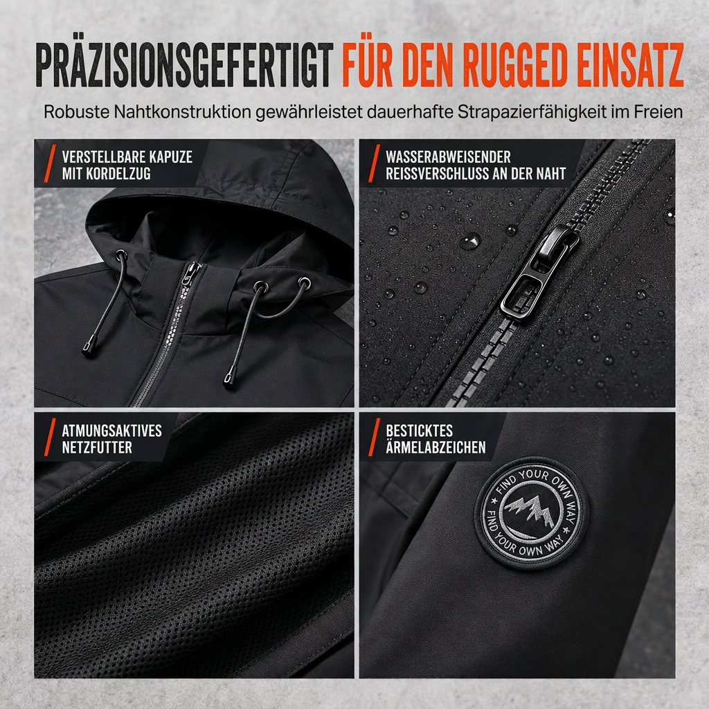 🎉✨ Herren-Outdoor-Windjacke mit abnehmbarer Kapuze