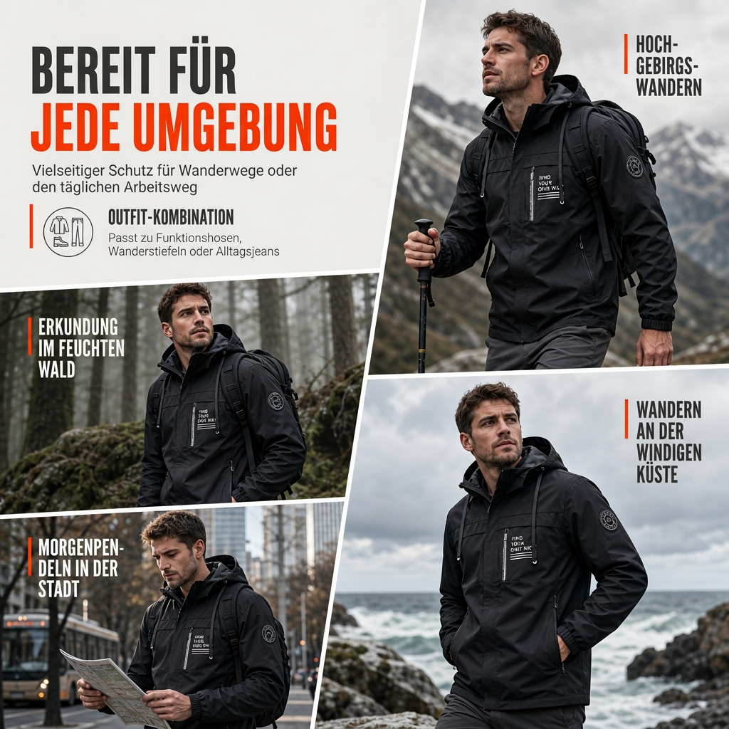 🎉✨ Herren-Outdoor-Windjacke mit abnehmbarer Kapuze