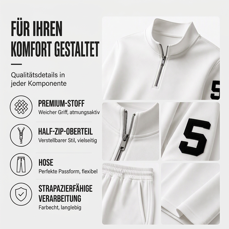 📢📢50% Rabatt!!! 🎉✨ Herren-Casual-Set mit halblangem Reißverschluss: Pullover & Hose