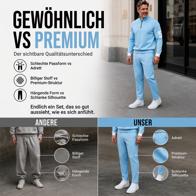 📢📢50% Rabatt!!! 🎉✨ Herren-Casual-Set mit halblangem Reißverschluss: Pullover & Hose