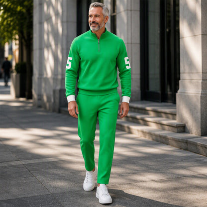 📢📢50% Rabatt!!! 🎉✨ Herren-Casual-Set mit halblangem Reißverschluss: Pullover & Hose