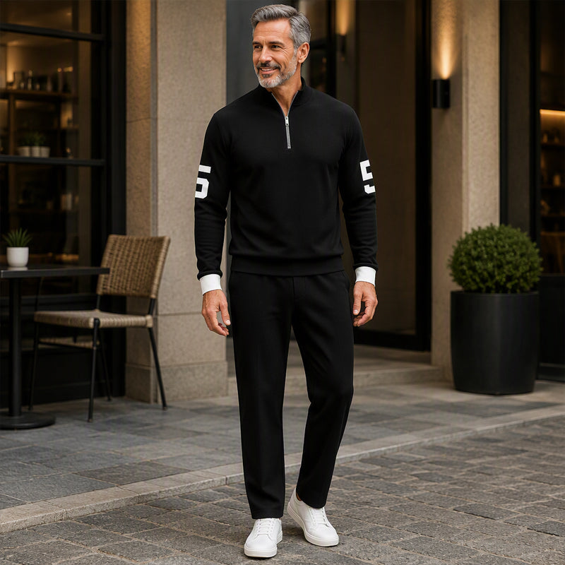 📢📢50% Rabatt!!! 🎉✨ Herren-Casual-Set mit halblangem Reißverschluss: Pullover & Hose