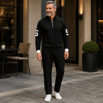 📢📢50% Rabatt!!! 🎉✨ Herren-Casual-Set mit halblangem Reißverschluss: Pullover & Hose