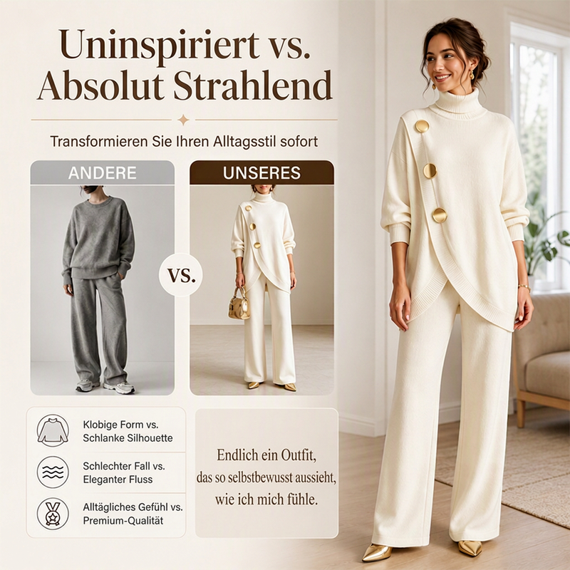 💎⭐ Top-bewertet – Rollkragenpullover- und Weiten-Hosen-Set – bequem und elegant