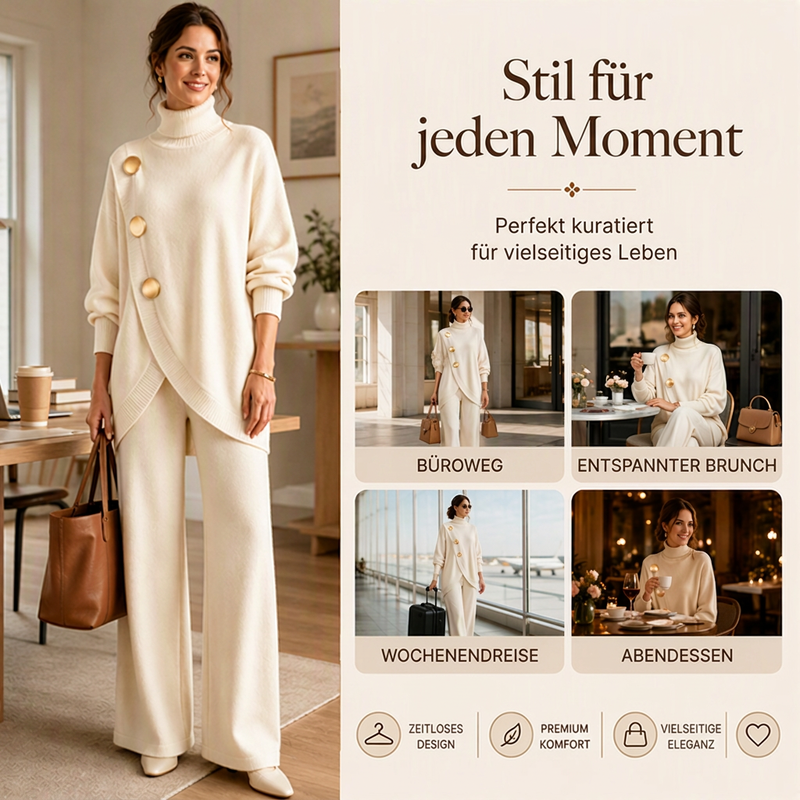 💎⭐ Top-bewertet – Rollkragenpullover- und Weiten-Hosen-Set – bequem und elegant