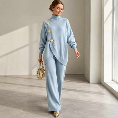 💎⭐ Top-bewertet – Rollkragenpullover- und Weiten-Hosen-Set – bequem und elegant