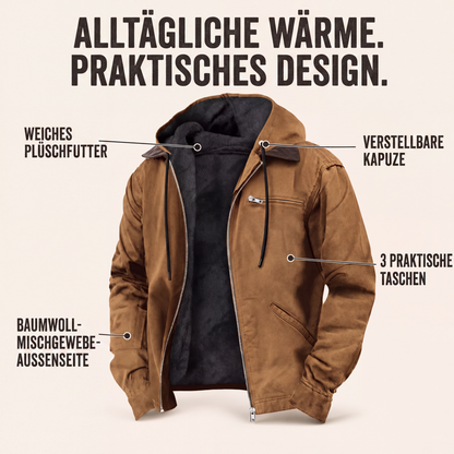 🎉✨Herren Arbeitsjacke mit Kapuze und Plüschfutter