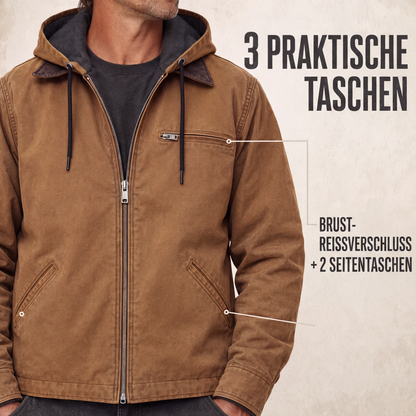 🎉✨Herren Arbeitsjacke mit Kapuze und Plüschfutter
