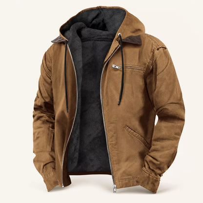 🎉✨Herren Arbeitsjacke mit Kapuze und Plüschfutter