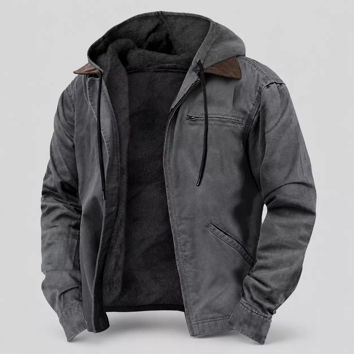 🎉✨Herren Arbeitsjacke mit Kapuze und Plüschfutter