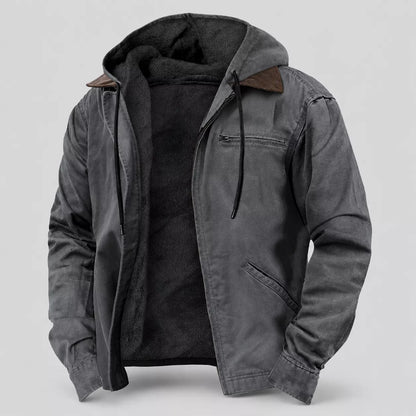 🎉✨Herren Arbeitsjacke mit Kapuze und Plüschfutter