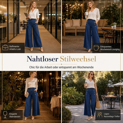 🙌 70% Wiederkaufquote – Qualität überzeugt! High-Waist Jeans mit weiter Beinform, Stretch-Denim und dekorativen Knöpfen