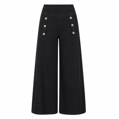 🙌 70% Wiederkaufquote – Qualität überzeugt! High-Waist Jeans mit weiter Beinform, Stretch-Denim und dekorativen Knöpfen