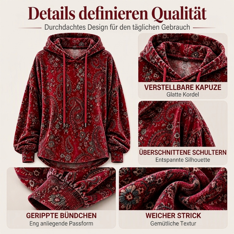 🚨Nur noch wenige auf Lager!🚨 Damen-Kapuzenpullover mit Paisley-Print und Kordelzug