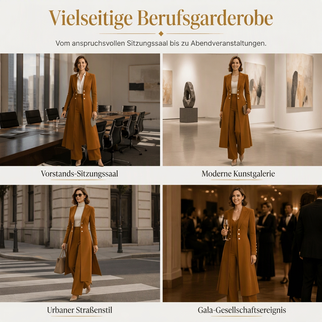 🛍️✨Elegantes herbstliches 2-Teiler-Outfit für Damen mit Retro-Langmantel und schlichter Hose