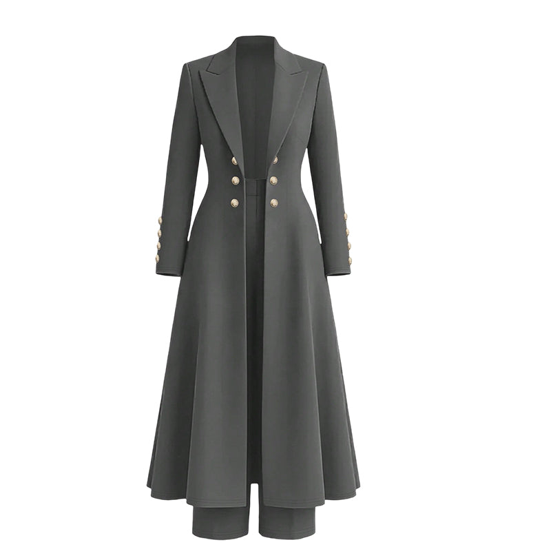 🛍️✨Elegantes herbstliches 2-Teiler-Outfit für Damen mit Retro-Langmantel und schlichter Hose