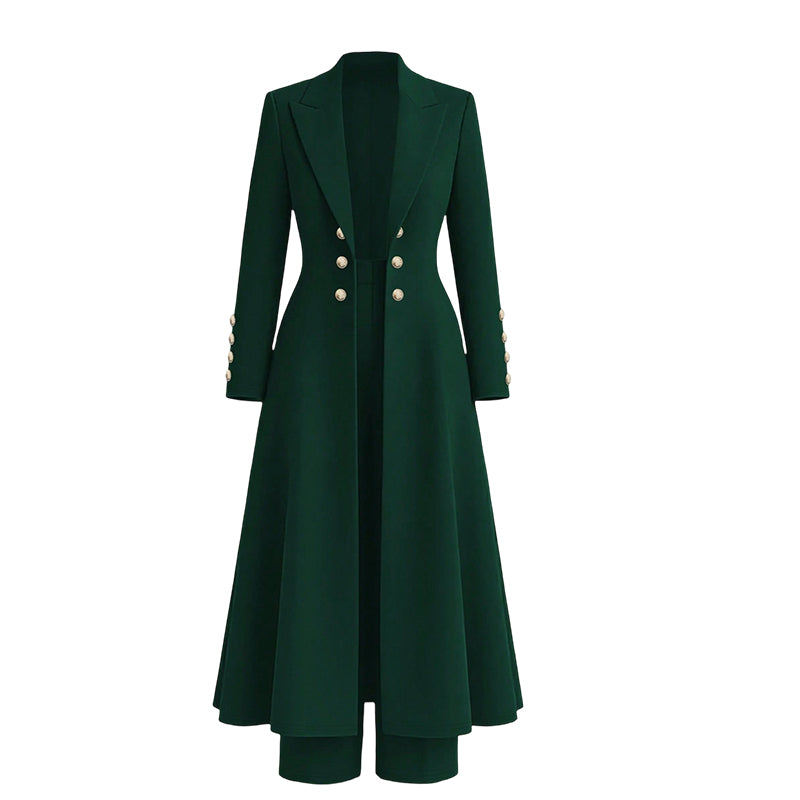 🛍️✨Elegantes herbstliches 2-Teiler-Outfit für Damen mit Retro-Langmantel und schlichter Hose